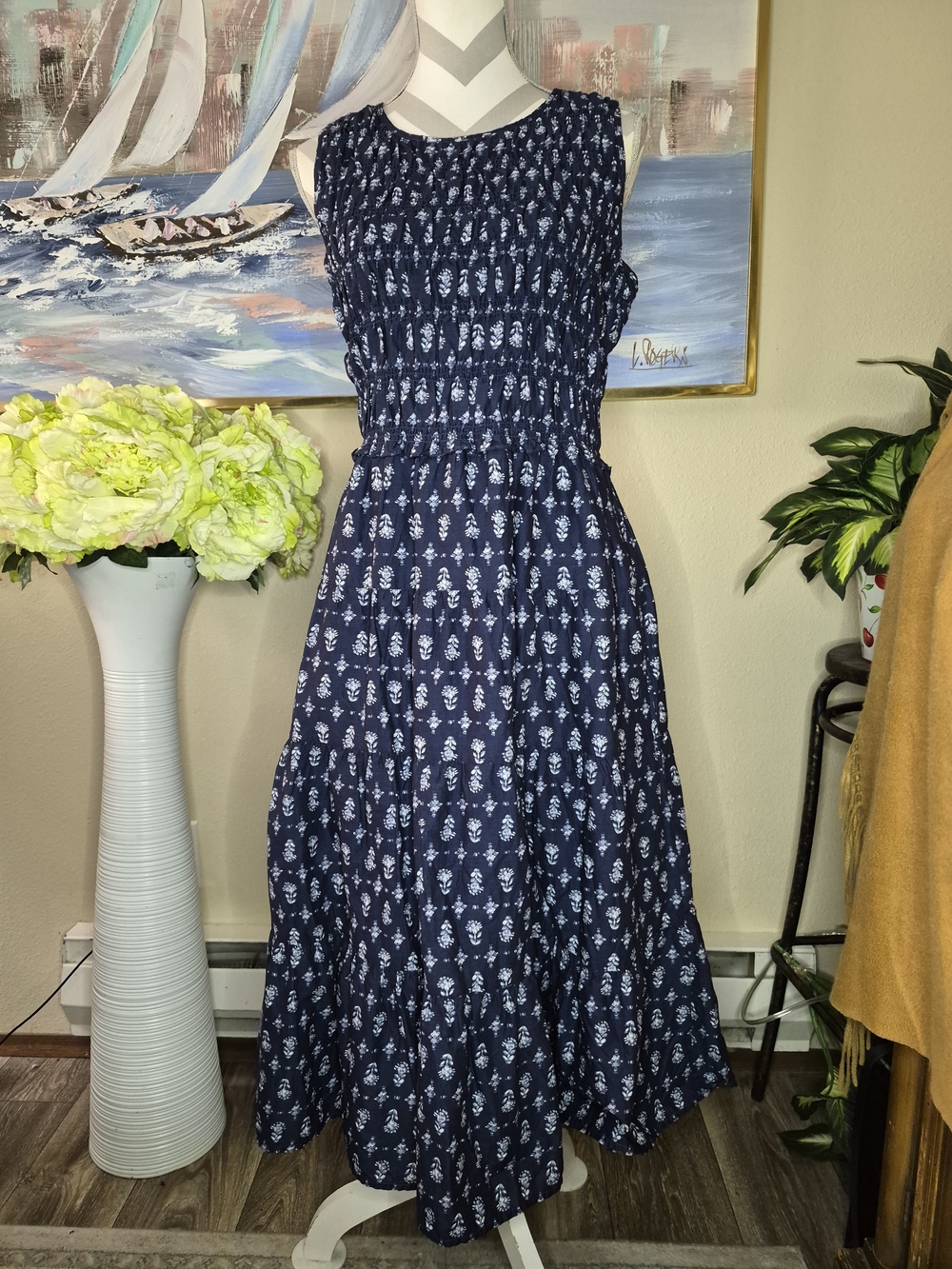 beachlunchlounge Navy Blue Floral Sleeveless Maxi Dress